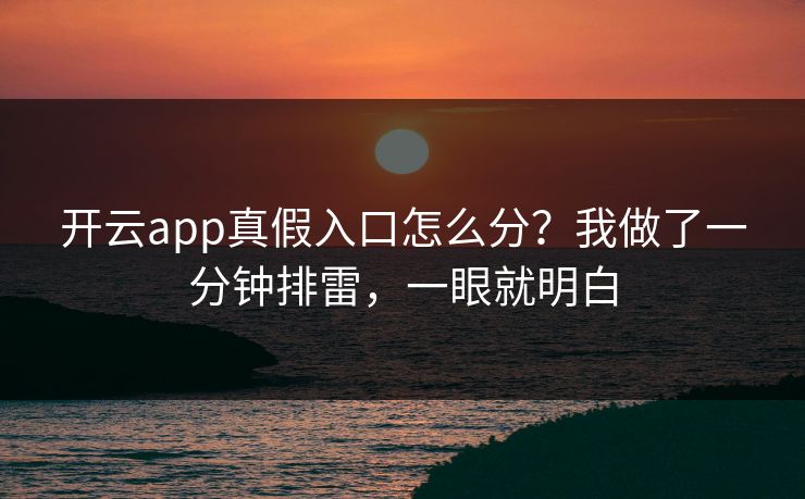 开云app真假入口怎么分?我做了一分钟排雷,一眼就明白